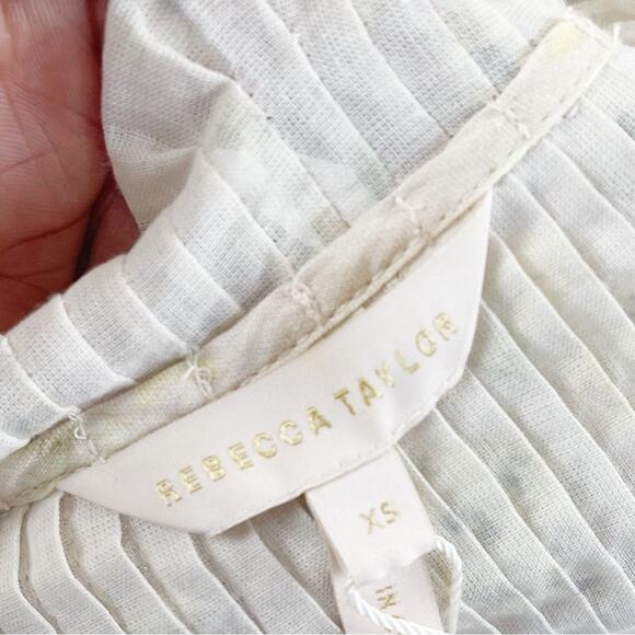 Rebecca Taylor Women's Short Sleeve Adela Ruffle Dress in White Size XS - Picture 3 of 5